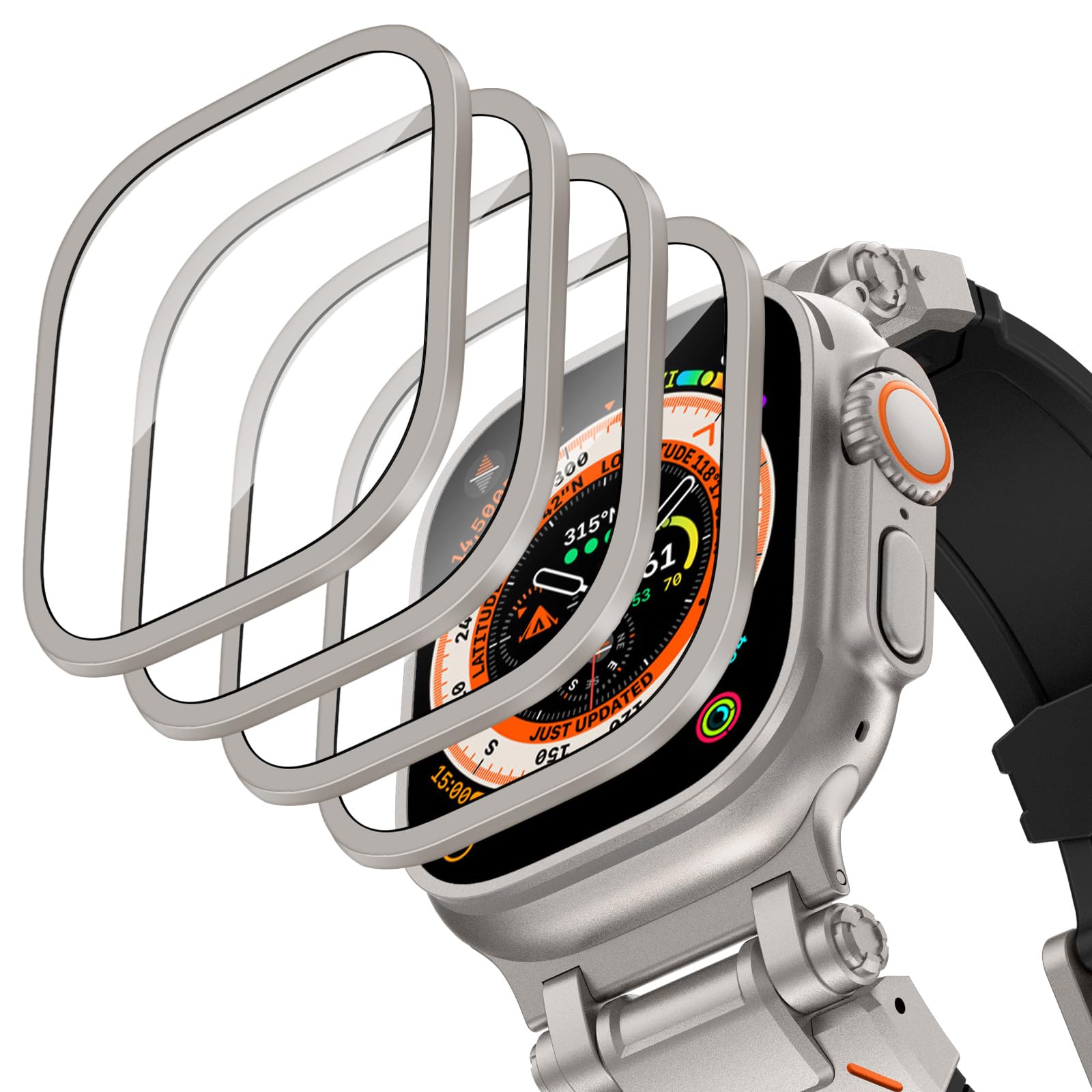 Smartwatch Straps & Accessories - Aluminium Alloy Case+Tempered Glass for Apple